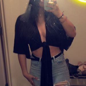 Black wrap or tie top